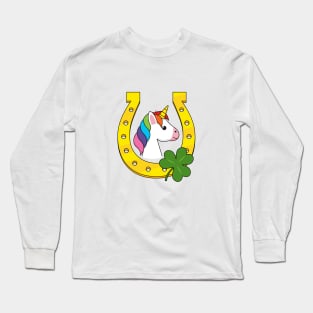 Cute Unicorn on St Patrick's Day Long Sleeve T-Shirt